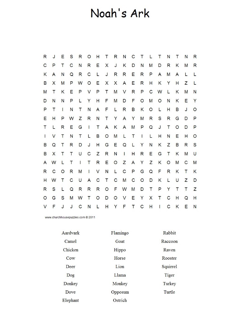 Noahs Ark Word Search